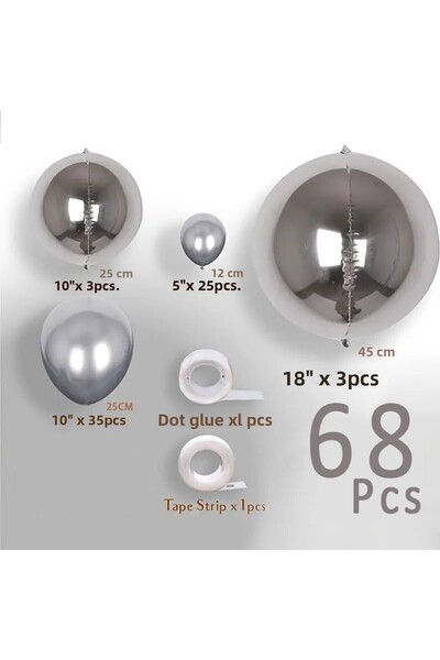 Choice مجموعة بالونات فضية أخرى مكونة من 68 قطعة من البالونات المعدنية الفضية...