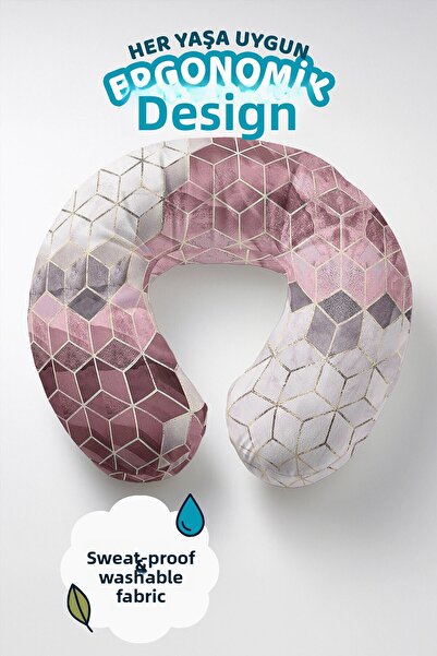 Evimde Bambaşka Pernă pentru gât cu model geometric modern - Pernă moale de c...