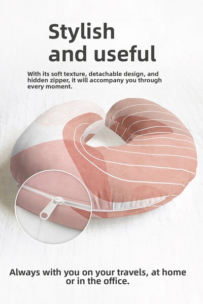 Evimde Bambaşka Pernă modernă pentru gât cu dungi pastel - Pernă moale de căl...