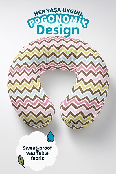 Evimde Bambaşka Pernă ergonomică pentru gât cu model în zig-zag colorat - Per...