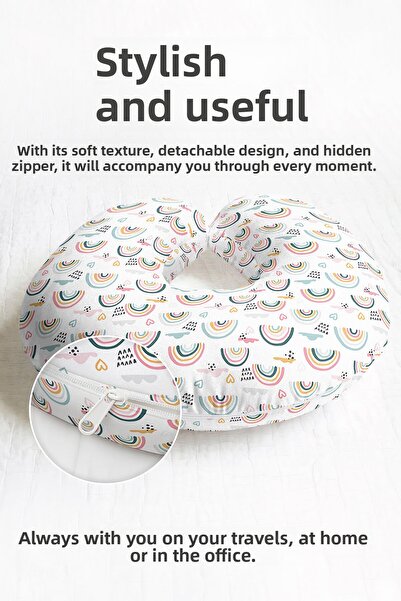 Evimde Bambaşka Pernă pentru gât cu model curcubeu colorat - Pernă de călător...