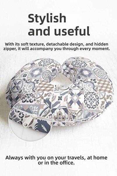 Evimde Bambaşka Pernă pentru gât din bumbac cu model popular - Pernă de călăt...