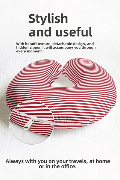 Evimde Bambaşka Pernă de călătorie din bumbac cu dungi roșii și albe - Pernă ...