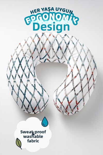 Evimde Bambaşka Pernă pentru gât din bumbac cu model în dungi geometrice - Pe...