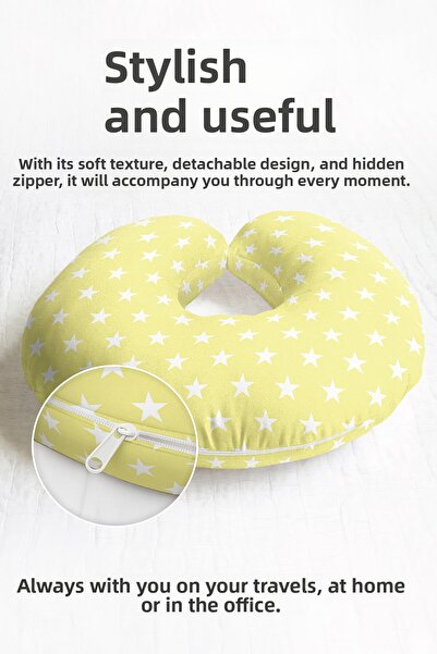 Evimde Bambaşka Pernă pentru gât din bumbac cu model de stele - Pernă de călă...