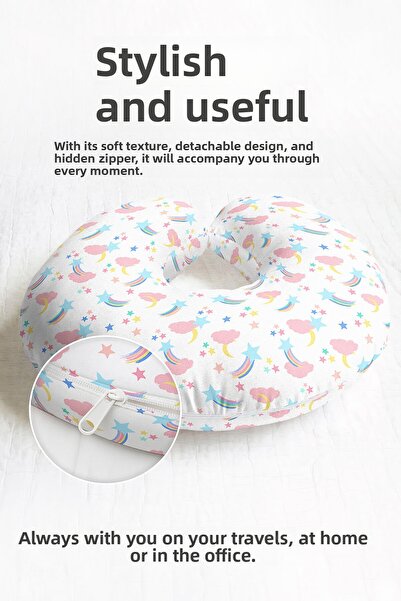 Evimde Bambaşka Pernă de gât din bumbac cu tematică cerului colorat - Pernă m...