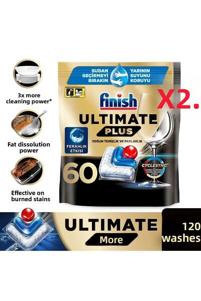 Bingo Ultimate Plus Finish All-In-One 120 Capsules Dishwasher Detergent Table...