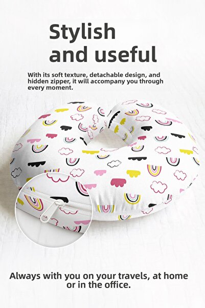 Evimde Bambaşka Pernă pentru gât cu model de nor curcubeu colorat - Pernă de ...