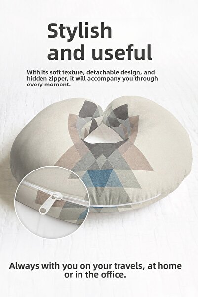 Evimde Bambaşka Pernă pentru gât din bumbac cu model geometric - Pernă de căl...