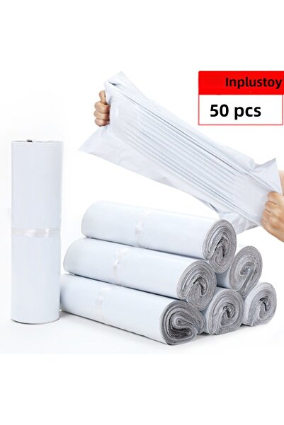Choice 25x35 سم 50 قطعة INPLUSTOP أكياس شحن Ploy من بلاستيك البولي إيثيلين غير الشفاف لتخزين المظاريف السريعة باللون الأبيض