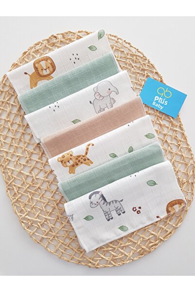 artıbebe Safari 7-Pack Muslin Mouth Cloth 100% Cotton Soft Absorbent | Newborn Mouth Wipes