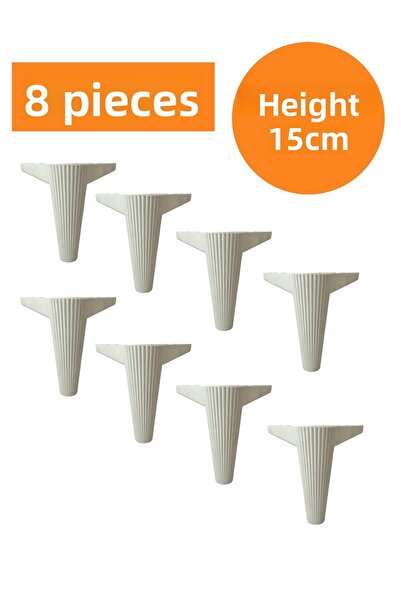 HOMDEP Canapea Fotoliu Unitate TV Consolă Înălțare Model Respirabil Picior din plastic Alb 15cm 8 buc.