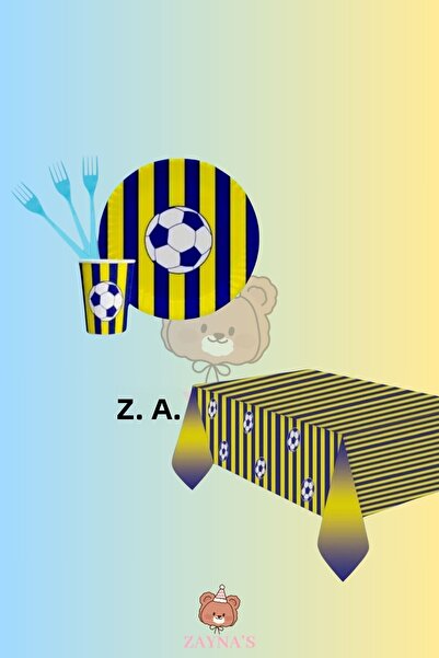 Zayna's مجموعة حفلات أعياد الميلاد لـ 24 شخصًا باللون الأصفر والأزرق الداكن -...