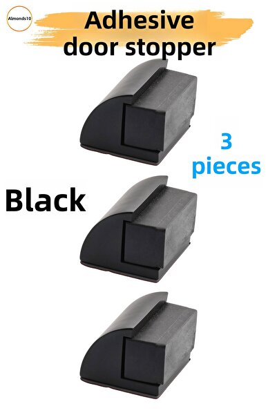 Badem10 Set de 3 opritoare metalice pentru uși, model oval negru, cu adeziv p...