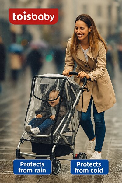 Malzek غطاء مطر لعربة الأطفال بسحاب فاخر للغاية باللون الأسود (متوافق مع جميع...