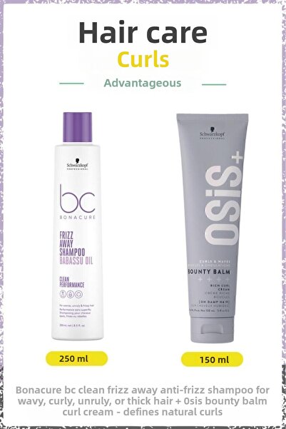 Bonacure Bc Clean Anti-Frizz Shampoo for Curly and Wavy Hair 250ml Curl Cream 150ml