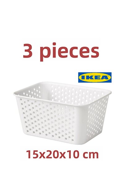 IKEA سلة بيضاء 15x20x10 سم (3 قطع)