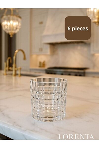 isra kristal Crystal Look Glass Soft Drink Cup Set of 6 - Stylish Patterned Soft Drink and Water Cup