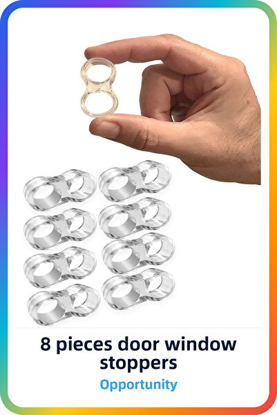 FırsatVar 8 قطع سدادة باب - سيليكون مضاد للتصادم على الحائط، مقبض نافذة الباب...