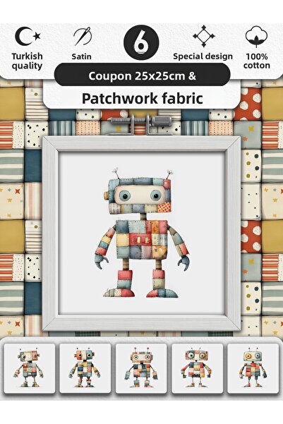 FabricMarket Set de țesături patchwork – Cuponuri de țesături cu modele din b...