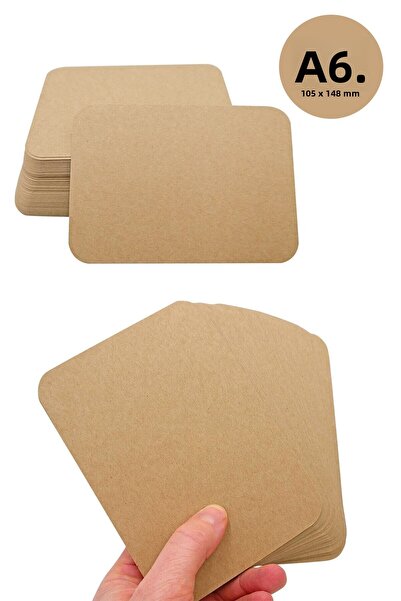 MK Ambalaj Pack of 100 Flash Cards A6 Size Unprinted Oval Cut Cards