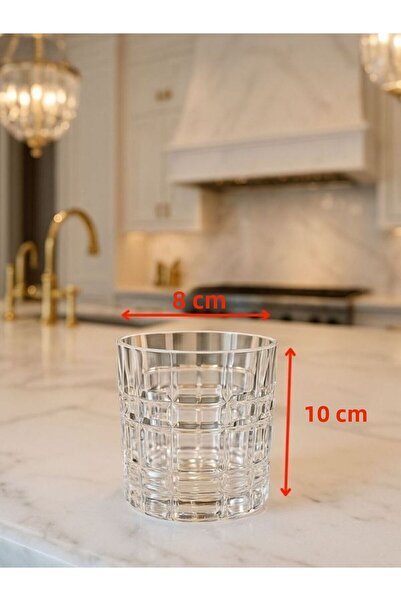 isra kristal Crystal Look Glass Soft Drink Cup Set of 6 - Stylish Patterned Soft Drink and Water Cup