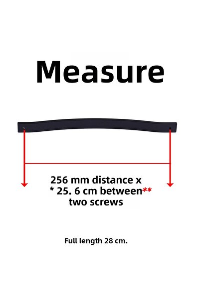 Badem10 Acacia Black Striped Metal Furniture Handle 256 mm Screw Spacing Rustproof Sturdy Long-Lasting Design