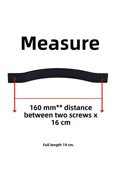 Badem10 Acacia Black 10-Piece Set 160 mm Striped Metal Furniture Handle Striped Model Durable Long-Lasting Modern