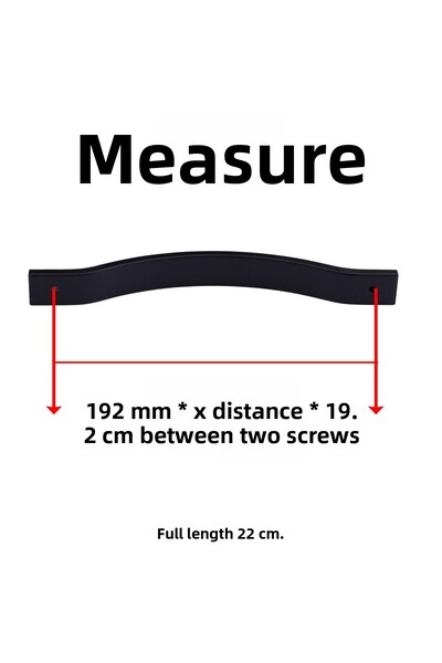 Badem10 Acacia 192 mm 10 Pieces Black Metal Striped Furniture Handle Rustproof Scratch Resistant Handle Knob