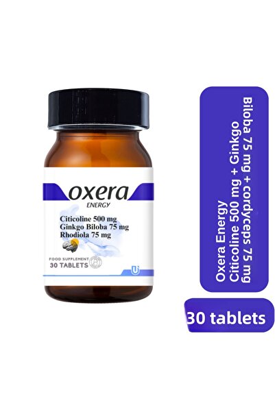 OXERA ENERGY سيتيكولين 500 ملغ + جينكو بيلوبا 75 ملغ + روديولا 75 ملغ - 30 قرص