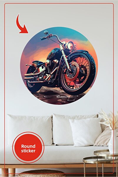 KOSS Dijital Autocolant rotund pentru motociclete retro, design colorat, auto...