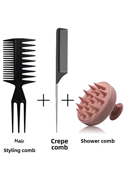 Nofella مجموعة أمشاط مكونة من 3 قطع، مشط لتصفيف الشعر + مشط كريب + مشط للاستحمام