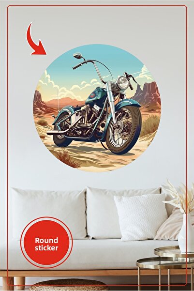 KOSS Dijital Autocolant rotund pentru motocicletă retro, design cu peisaj de ...
