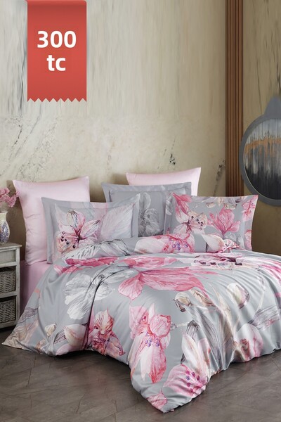 VAROL Royal Satin Single 300Tc Duvet Cover Set - Li̇lya