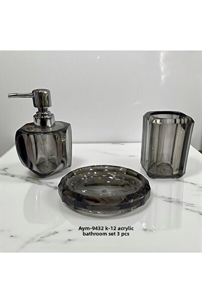 Hinora Set de vase de săpun din cristal, din plastic acrilic, 3 piese (vase d...