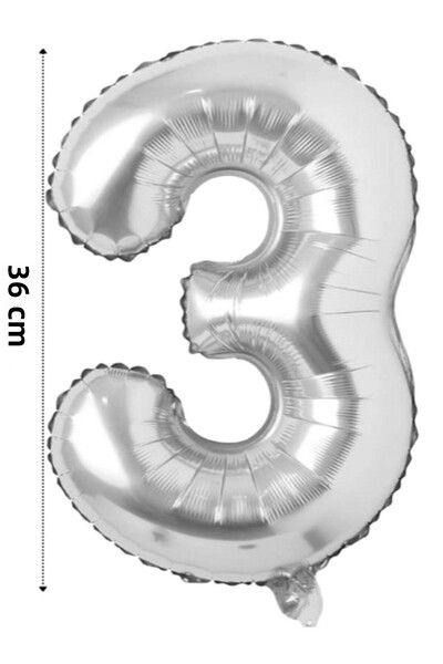 Çınar Aksesuar بالون فويل على شكل رقم بالون هيليوم 36 سم لون فضي - مستلزمات ح...