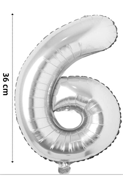 Çınar Aksesuar Foil Balloon Number Helium Balloon 36 cm Silver Color - Birthday Party Set Supplies - Age Balloon