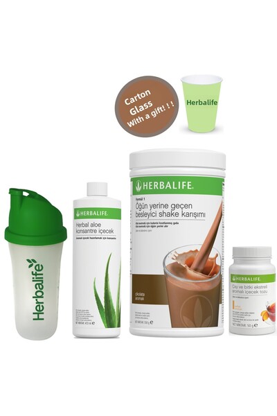 Herbalife Set1 شيك شوكولاتة الألوة المشروب المركز شاكر شاي الخوخ 50 جم