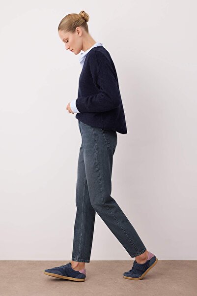 Trendyol Collection Blugi albaștri cu talie înaltă New Mom TWOAW26JE00055