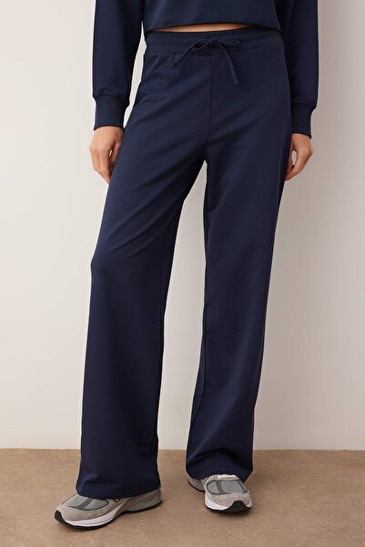 Trendyol Collection Navy Blue Polo Neck Buttoned Relaxed/Casual Fit Knitted Tracksuit Set Twoaw26Em00013