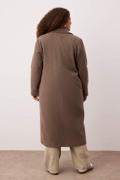 Trendyol Curve Παλτό Mink Oversize Plus Size TBBAW23KB00002