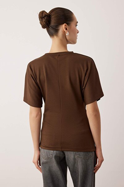 Trendyol Collection Καφέ πλεκτή μπλούζα με κορδόνια σε εφαρμογή/στο σώμα TWOAW26BZ00165