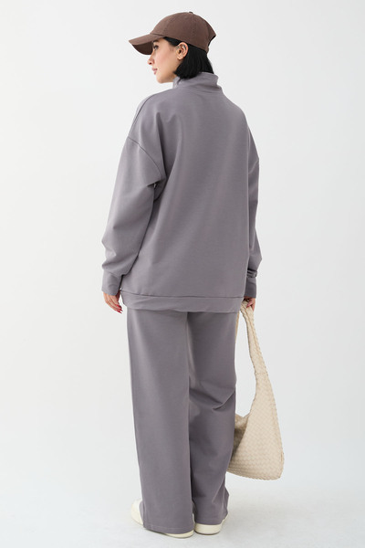 InStyle Антрацитовий подвійний комплект з блискавками з принтом