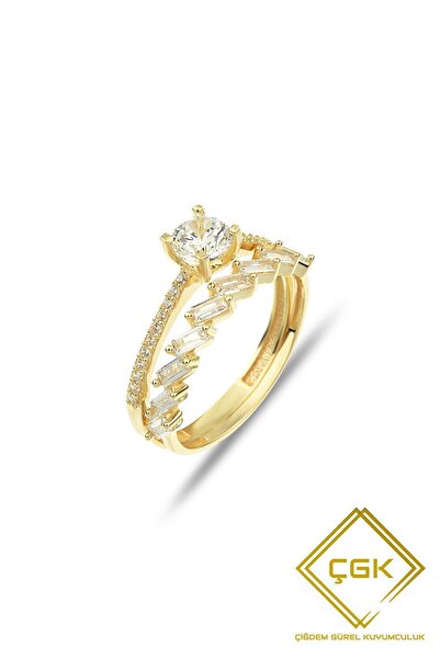 Çgk Çiğdem Gürel Kuyumculuk Işıltı Crown Bagetli 8 Ayar Altın Tektaş Yüzük – ...