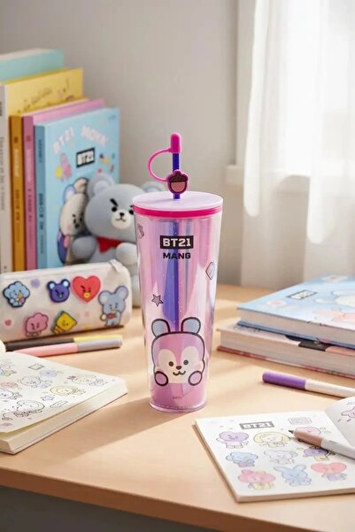 Miniso BT21 Lisanslı Çift Cidarlı Pipetli Şişe (800ml) - Mang