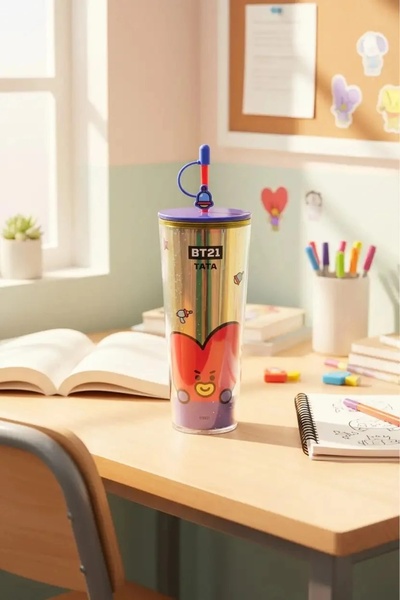 Miniso BT21 Lisanslı Çift Cidarlı Pipetli Şişe (800ml) - Tata