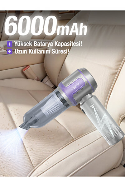 auhma AHV-09 Kablosuz Taşınabilir Araç İçi El Süpürgesi | 17000PA Güçlü Vakum | 4’ü 1 Arada Çok Amaç