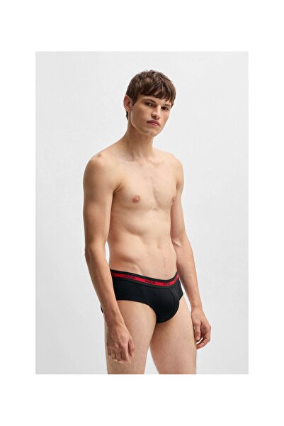 HUGO Üçlü pakette kemer lastiği logolu esnek pamuklu brief