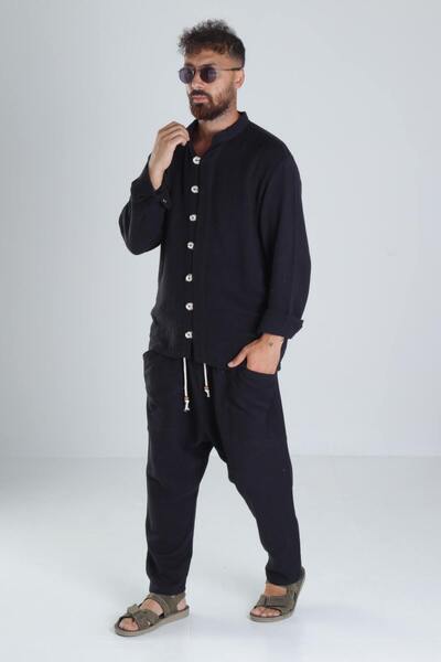 COCOPELLI Дизайн Чорний мусліновий комплект шароварів