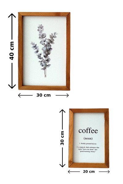 Wooden Factory Okaliptüs Coffee Ahşap Çerçeveli Tablo Seti